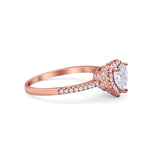 Halo Art Deco Heart Promise Ring Round Cubic Zirconia 925 Sterling Silver
