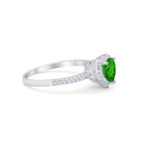 Halo Art Deco Heart Promise Ring Round Cubic Zirconia 925 Sterling Silver