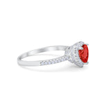 Halo Art Deco Heart Promise Ring Round Cubic Zirconia 925 Sterling Silver