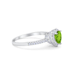 Halo Art Deco Heart Promise Ring Round Cubic Zirconia 925 Sterling Silver