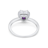 Halo Art Deco Heart Promise Ring Round Cubic Zirconia 925 Sterling Silver