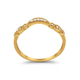 Art Deco Curved Wedding Band for Ring Round Cubic Zirconia 925 Sterling Silver