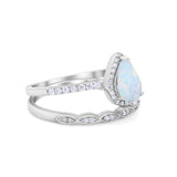 Art Deco Teardrop Wedding Ring Simulated Cubic Zirconia 925 Sterling Silver