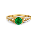 Celtic Art Deco Wedding Ring Round Simulated Cubic Zirconia 925 Sterling Silver