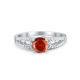 Celtic Art Deco Wedding Ring Round Simulated Cubic Zirconia 925 Sterling Silver