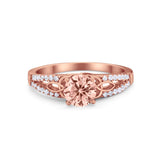 Celtic Art Deco Wedding Ring Round Simulated Cubic Zirconia 925 Sterling Silver