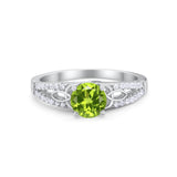 Celtic Art Deco Wedding Ring Round Simulated Cubic Zirconia 925 Sterling Silver
