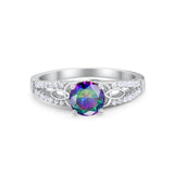 Celtic Art Deco Wedding Ring Round Simulated Cubic Zirconia 925 Sterling Silver