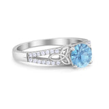 Celtic Art Deco Wedding Ring Round Simulated Cubic Zirconia 925 Sterling Silver