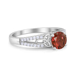 Celtic Art Deco Wedding Ring Round Simulated Cubic Zirconia 925 Sterling Silver