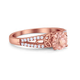 Celtic Art Deco Wedding Ring Round Simulated Cubic Zirconia 925 Sterling Silver