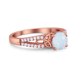 Celtic Art Deco Wedding Ring Round Simulated Cubic Zirconia 925 Sterling Silver