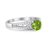 Celtic Art Deco Wedding Ring Round Simulated Cubic Zirconia 925 Sterling Silver