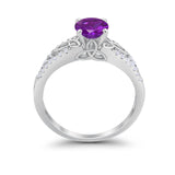 Celtic Art Deco Wedding Ring Round Simulated Cubic Zirconia 925 Sterling Silver