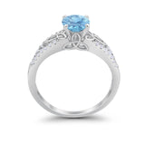 Celtic Art Deco Wedding Ring Round Simulated Cubic Zirconia 925 Sterling Silver