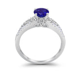 Celtic Art Deco Wedding Ring Round Simulated Cubic Zirconia 925 Sterling Silver