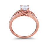 Celtic Art Deco Wedding Ring Round Simulated Cubic Zirconia 925 Sterling Silver