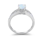 Celtic Art Deco Wedding Ring Round Simulated Cubic Zirconia 925 Sterling Silver