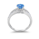 Celtic Art Deco Wedding Ring Round Simulated Cubic Zirconia 925 Sterling Silver