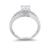 Celtic Art Deco Wedding Ring Round Simulated Cubic Zirconia 925 Sterling Silver