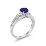 Celtic Art Deco Wedding Ring Round Simulated Cubic Zirconia 925 Sterling Silver