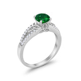 Celtic Art Deco Wedding Ring Round Simulated Cubic Zirconia 925 Sterling Silver