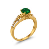 Celtic Art Deco Wedding Ring Round Simulated Cubic Zirconia 925 Sterling Silver