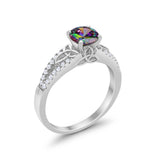 Celtic Art Deco Wedding Ring Round Simulated Cubic Zirconia 925 Sterling Silver