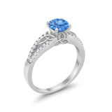Celtic Art Deco Wedding Ring Round Simulated Cubic Zirconia 925 Sterling Silver