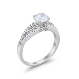 Celtic Art Deco Wedding Ring Round Simulated Cubic Zirconia 925 Sterling Silver
