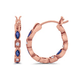 21mm Art Deco Hoop Earrings Marquise Round Cubic Zirconia 925 Sterling Silver Choose Color