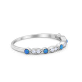 Half Eternity Wedding Ring Art Deco Simulated Cubic Zirconia 925 Sterling Silver