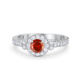 Vintage Style Engagement Ring Round Simulated Cubic Zirconia 925 Sterling Silver