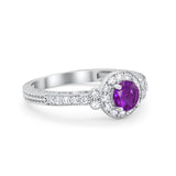 Vintage Style Engagement Ring Round Simulated Cubic Zirconia 925 Sterling Silver
