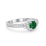 Vintage Style Engagement Ring Round Simulated Cubic Zirconia 925 Sterling Silver