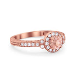 Vintage Style Engagement Ring Round Simulated Cubic Zirconia 925 Sterling Silver
