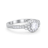 Vintage Style Engagement Ring Round Simulated Cubic Zirconia 925 Sterling Silver