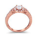 Vintage Style Engagement Ring Round Simulated Cubic Zirconia 925 Sterling Silver