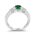 Vintage Style Engagement Ring Round Simulated Cubic Zirconia 925 Sterling Silver