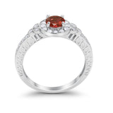 Vintage Style Engagement Ring Round Simulated Cubic Zirconia 925 Sterling Silver