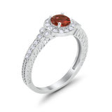 Vintage Style Engagement Ring Round Simulated Cubic Zirconia 925 Sterling Silver