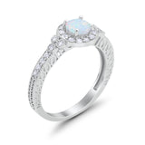 Vintage Style Engagement Ring Round Simulated Cubic Zirconia 925 Sterling Silver