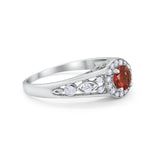 Vintage Style Engagement Ring Halo Simulated Cubic Zirconia 925 Sterling Silver