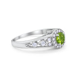 Vintage Style Engagement Ring Halo Simulated Cubic Zirconia 925 Sterling Silver