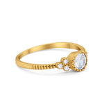 Dainty Art Deco Wedding Engagement Bridal Ring Round Simulated Cubic Zirconia 925 Sterling Silver