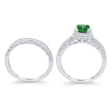Halo Princess Cut Art Deco Wedding Bridal Set Ring Round Cubic Zirconia 925 Sterling Silver