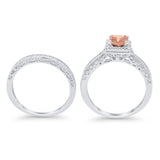 Halo Princess Cut Art Deco Wedding Bridal Set Ring Round Cubic Zirconia 925 Sterling Silver