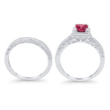 Halo Princess Cut Art Deco Wedding Bridal Set Ring Round Cubic Zirconia 925 Sterling Silver