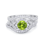 Art Deco Wedding Ring Band Bridal Set Three Piece Round Cubic Zirconia 925 Sterling Silver