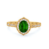 Oval Wedding Engagement Bridal Art Deco Ring Round Cubic Zirconia 925 Sterling Silver